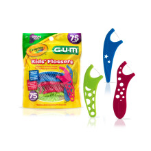 GUM Crayola Kindertandenflossers met Fluoride - Voor Kleine Handen - Leuke Druiven Smaak - Eenvoudige Flos Picks voor Kinderen 3+, 75 st