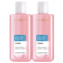 L'Oreal Paris Skincare HydraFresh Toner -kasvovesi Pro-vitamiini B5:llä, joka tekee ihosta tasaisemman ja kirkkaamman.