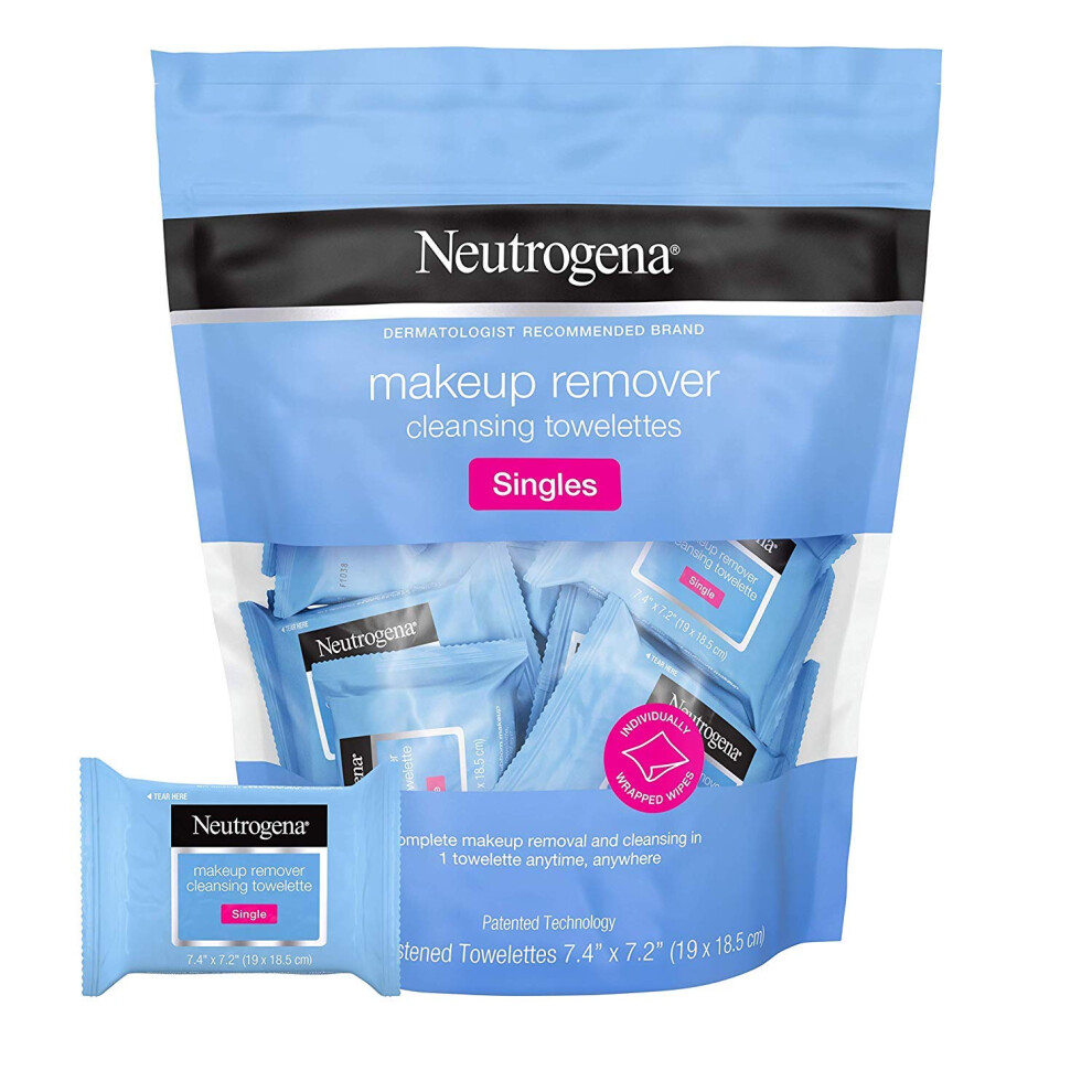 Neutrogena Makeup Remover Cleansing Towelette Singles Daily Face Wipes to Remove Dirt Oil Makeup & Waterproof Mascara Individually Wrapped 2