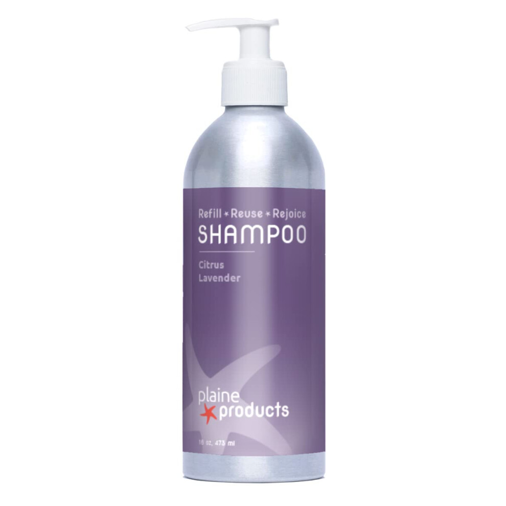 Plaine Products Eco-Friendly Shampoo - Citrus Lavender - Sulfate Free, 16Oz (Refillable Bottle With Pump)