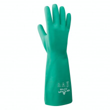 SHOWA 727 Nitril-Sicherheitshandschuh, chemikalienbestndig, ungefttert, lebensmittelecht, 15 mm dick, 33 cm Lnge, fr Verkaufsautomaten, Gre XL