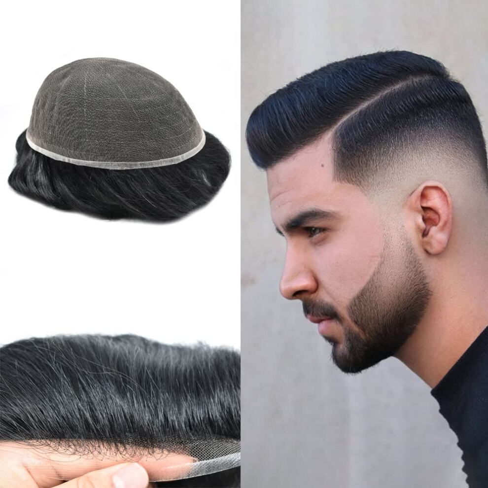 Lyrical Hair Unisex Hair Piece For Men Full French Lace Mens Toupee Wavy All Lace Human Hair Replacement Systems Bleach Knot Swiss Lace Men Wig Hair Sys
