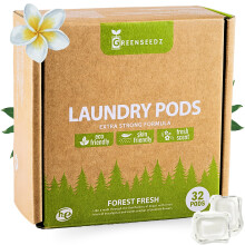 Pyykinpesuainekapselit 32 Count Fresh Scent Ympäristöystävällinen Biohajoava HE-yhteensopiva Tehokas tahran- ja hajunpoisto Ihoystävällinen