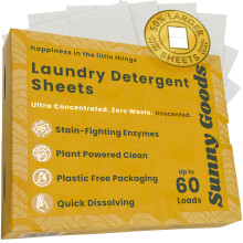 Feuilles de dtergent linge de produits ensoleills avec enzymes de lutte contre les taches puissance de plantes - 60 charges - feuilles de s