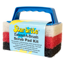 STAR BRITE Multi-Texture Scrub Pad Kit with Interchangeable Handle - Ideal for Boats Home and Outdoor Cleaning - Includes Fine Medium Coarse