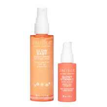 Pacifica Beauty Glow Baby Brightening Setting Mist & Glowy Vitamin C Skin Solve Set Hautpflege Sonnenschutz SPF 45 UVA/UVB Blaulichtschutz Primer Veg