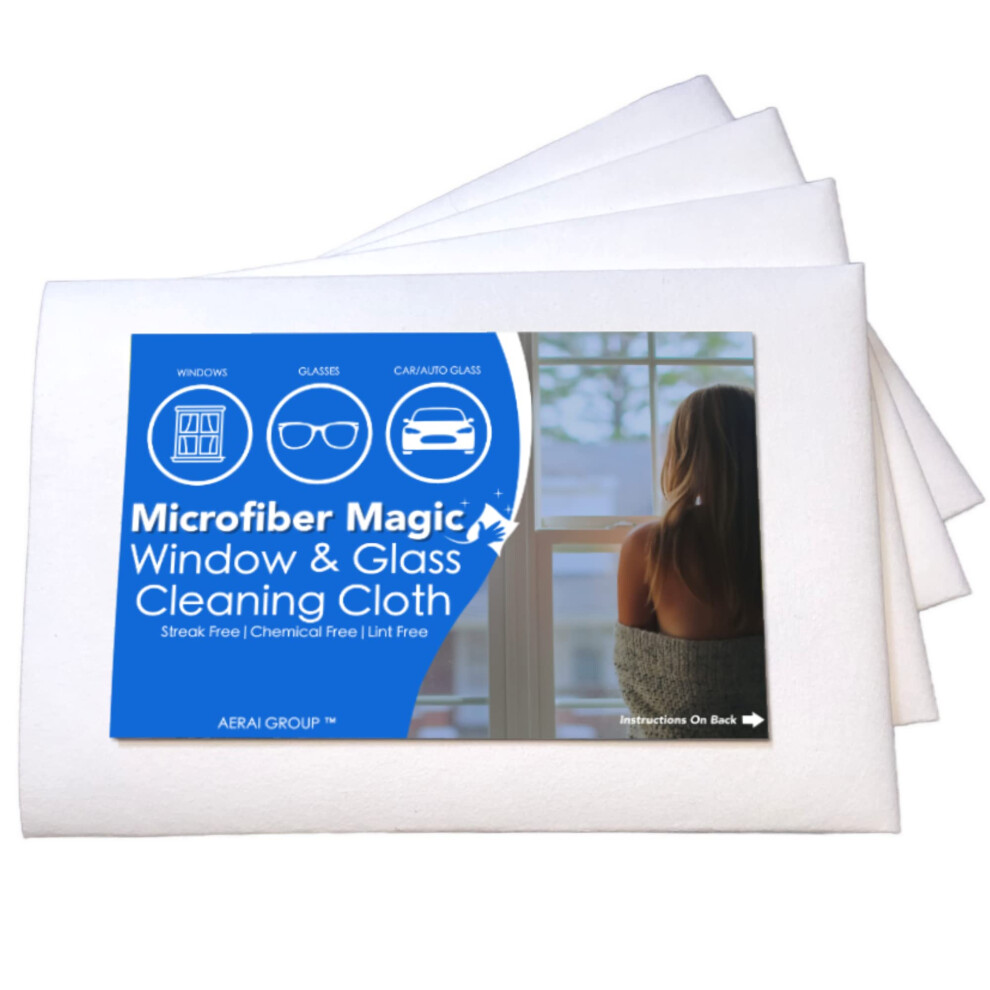 AERAI GROUP Microfiber Magic 4 Pack Glass Cleaning Cloth  Microfiber Window Cleaning Cloth  Lint Free Streak Free Microfiber Cleaning Cloth  Mirr-image-OPC-PHXTB7C-NEW
