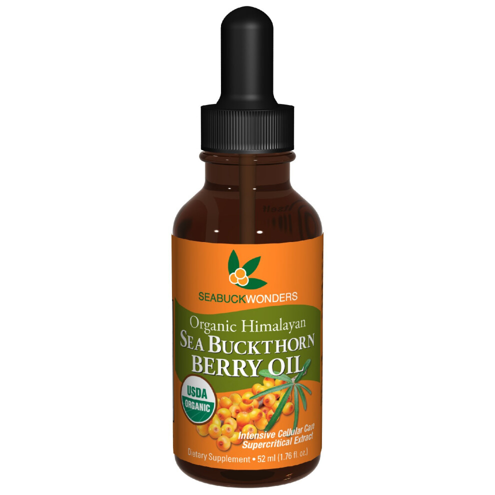 Seabuckwonders Sea Buckthorn Berry Oil 100% Certified Organic 1.76 Fl Oz Bottle