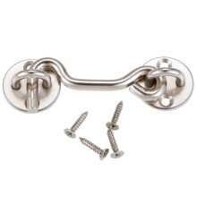 Door Hook Latch in Satin Nickle 4 inch Garden Gate Cabin Hook, Ideal for Sliding Barn Doors Privacy