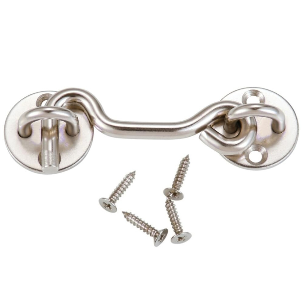 Door Hook Latch In Satin Nickle 4 Inch Garden Gate Cabin Hook, Ideal For Sliding Barn Doors Privacy 820064766755