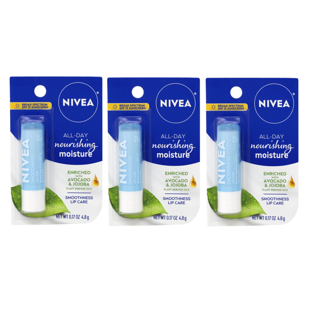 NIVEA Smoothness Lip Care SPF 15  0.17 oz (Pack of 3)
