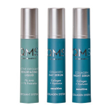 QMS Medicosmetics Day + Night 3-stufige Kernroutine in Reisegre fr empfindliche Haut  enthlt Kollagen-Tagesserum, Kollagen-Nachtserum + 7 % AHA-