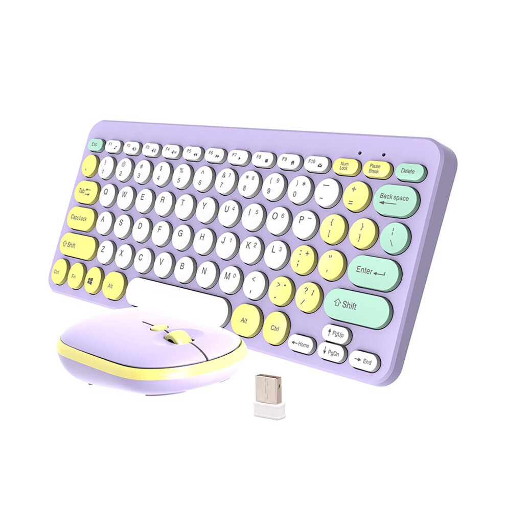Wireless Mouse And Keyboard Combo,Silent Touch, Multimedia Keys, 2.4G Wireless Connection For Laptop Computer (Purple) Purple 940534667358