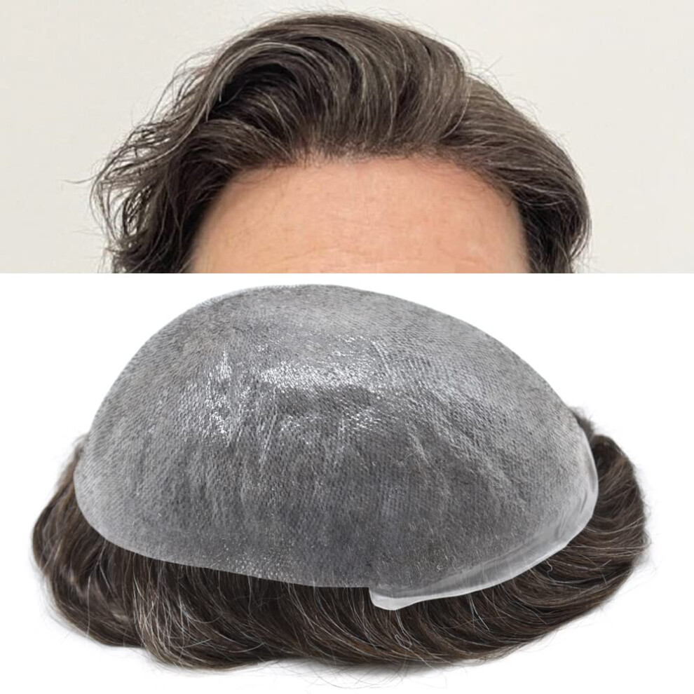 Lyrical Hair Unisex Toupee For Men Ultra Thin Skin V-Looped Men Toupee Full Poly Pu Human Hairpiece Wig System Protesis Capilar Para Hombre 8X10-80% Lig