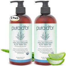PURA D'OR Bio-Aloe-Vera-Gel Lavendel (16oz, 2er-Pack), ganz natrlich  ohne knstliche Konservierungsstoffe  spendet intensiv Feuchtigkeit und Feuc