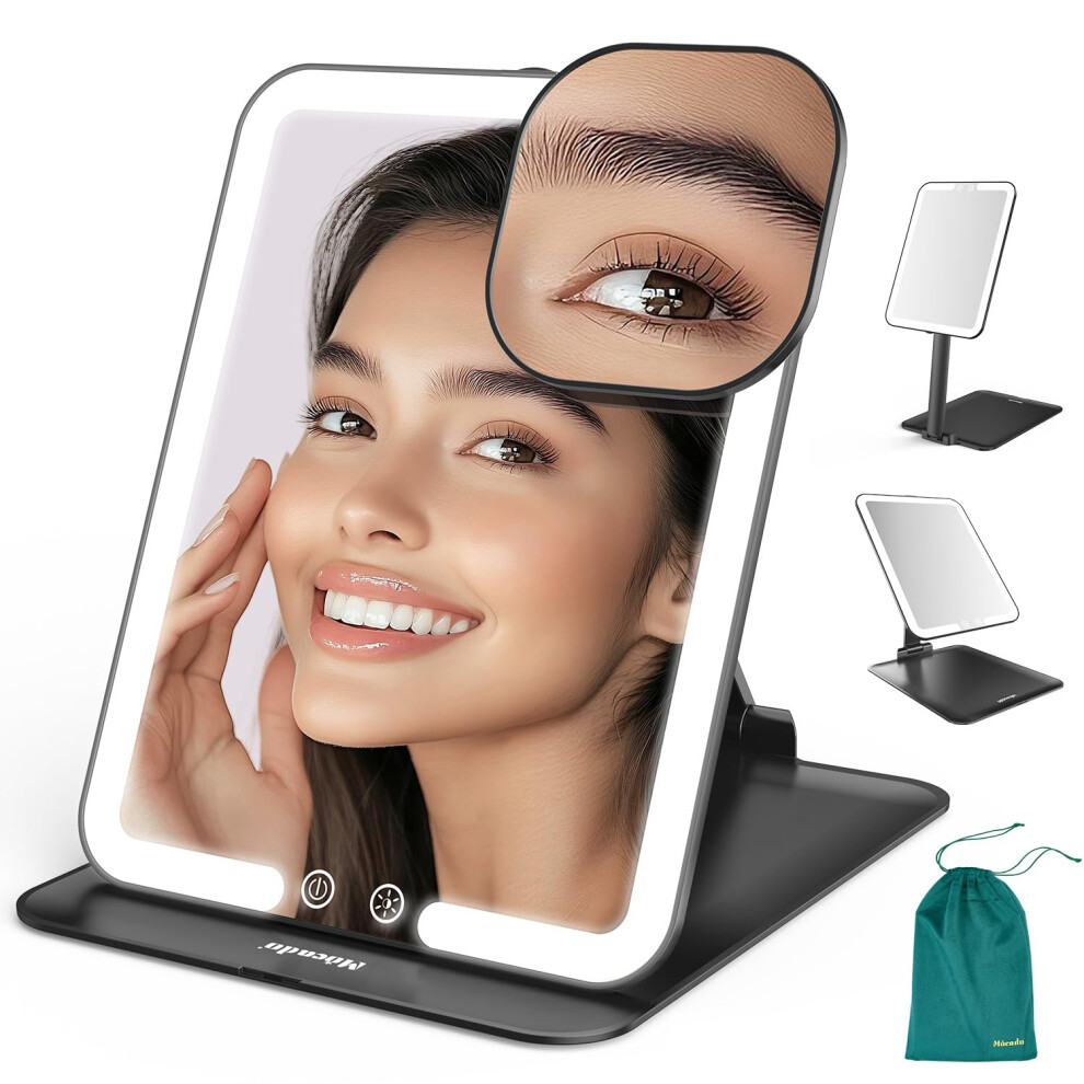 Mocado Light Travel Makeup Mirror With - Tripple Folding Travel Mirror With 3 Colors Ed Makeup Mirror Portable Vanity Mirror With Li
