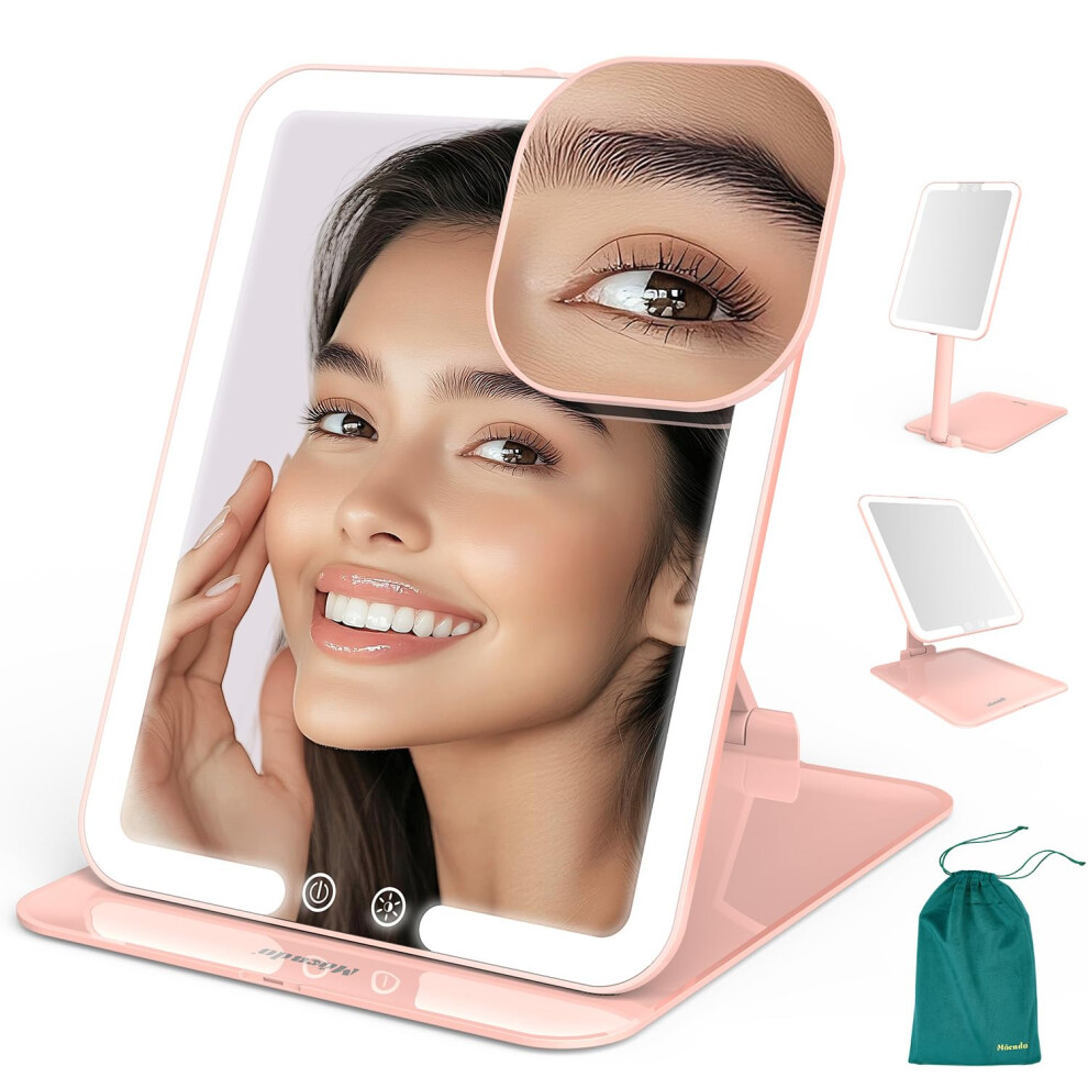 Mocado Light Travel Makeup Mirror With - Tripple Folding Travel Mirror With 3 Colors Ed Makeup Mirror Portable Vanity Mirror With Li