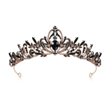Lovelyshop Zwarte Crystal Rose Gouden Gothische Alloy Tiara Hoofddeksel