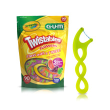 Gum Crayola Twistables barnflossare med fluorid - designad fr sm hnder - tre roliga frukt smaker - enkla att anvnda barnflossar fr barn i l