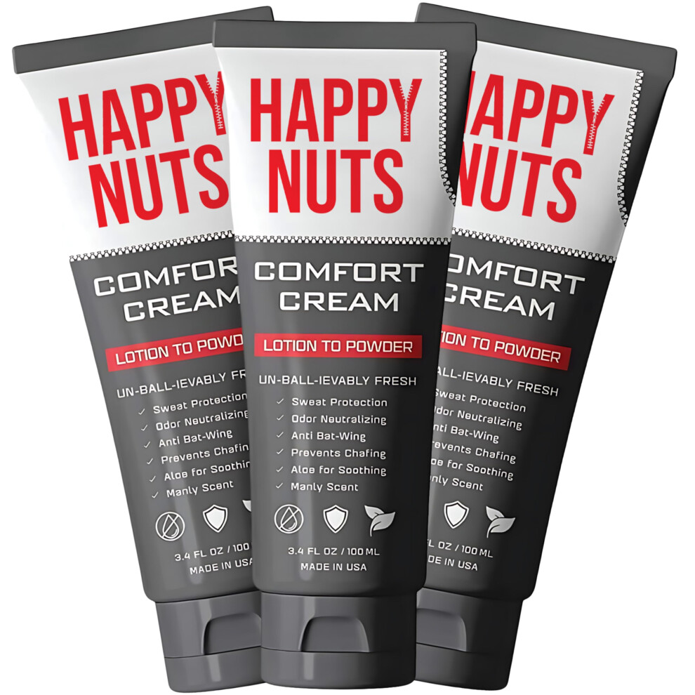 Happy Nuts Comfort Cream Deodorant For Men: Anti-Chafing Sweat Defense, Odor Control, Aluminum-Free Mens Deodorant & Hygiene Products For Men's Privat