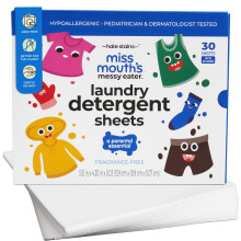 Feuilles de detergent a linge en mangeur de Miss Mouth - Detergent de blanchisseur hypoallergenique Skin sensible Peau Pediatre et dermatologue T