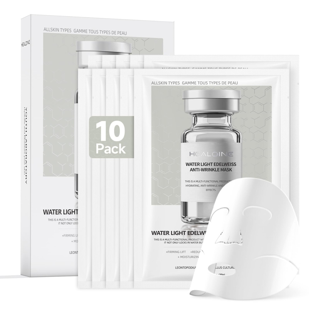 Healoine 10 Packs Stem Cell Serum Facial Mask Collagen Face Mask Overnight Korea Hydrating Collagen Face Masks Pore Minimizing Elasticity Improv