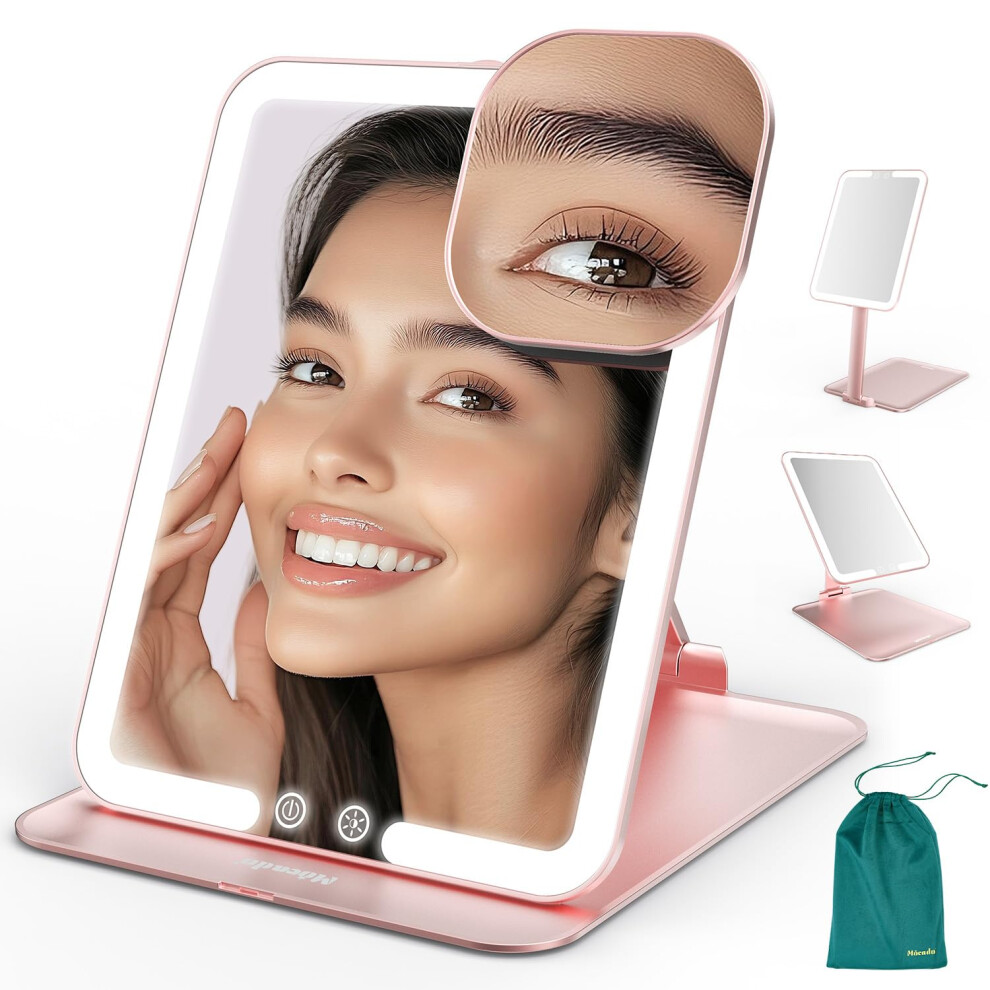 Mocado Light Travel Makeup Mirror With - Tripple Folding Travel Mirror With 3 Colors Ed Makeup Mirror Portable Vanity Mirror With Li
