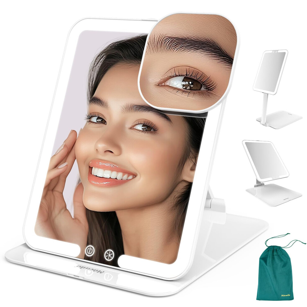 Mocado Light Travel Makeup Mirror With - Tripple Folding Travel Mirror With 3 Colors Ed Makeup Mirror Portable Vanity Mirror With Li