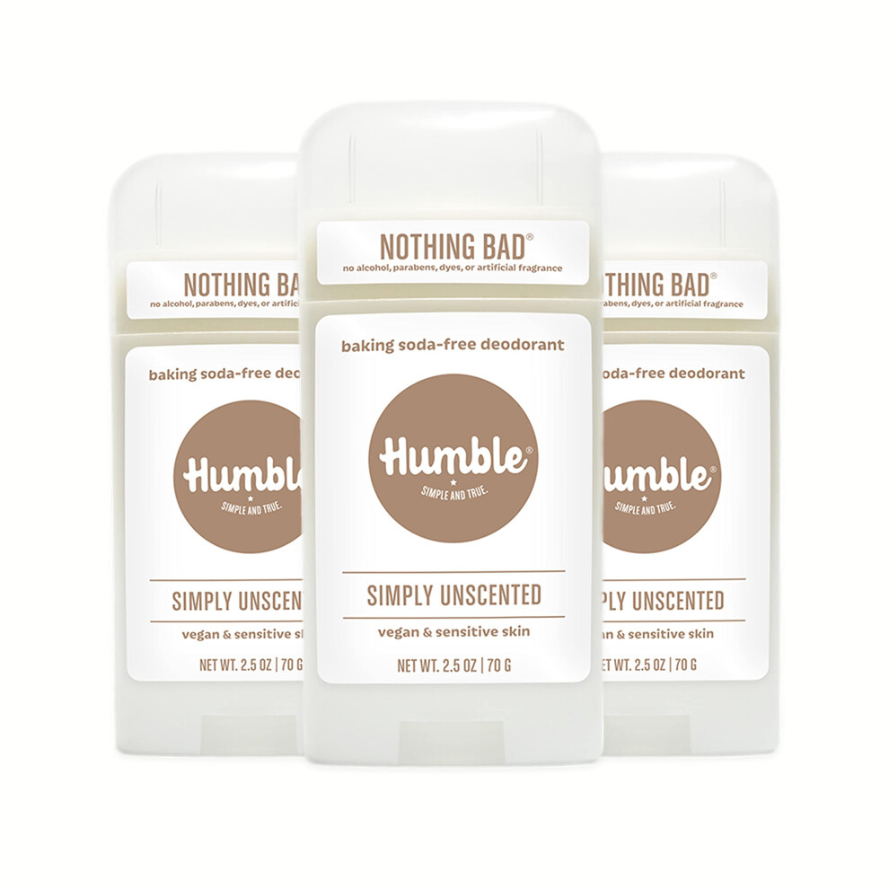 Humble Simple And Tr Humble Brands Aluminum-Free Deodorant Vegan And Cruelty- Free Formulated For Sensitive Skin Simply Unscented 2.5 Ounce (Pack Of 3)