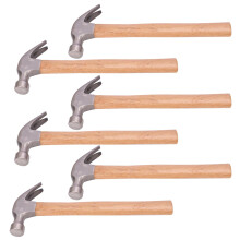 6 Pack Claw Hammer with Wooden Handle, 17.6 oz Forged Steel Heads, Wooden Claw Hammer, Nail Hammer for Carpentry, Framing, Demolition More