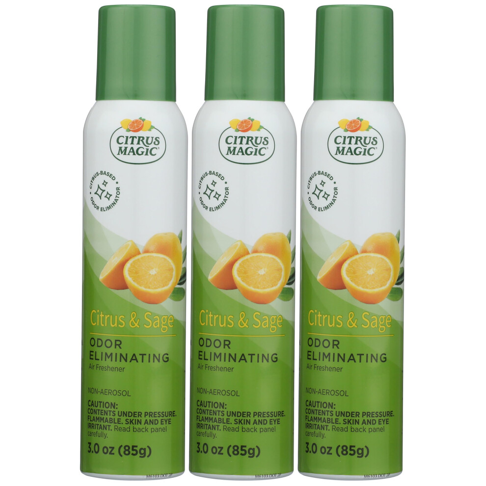 Citrus Magic Odor Eliminating Air Freshener Spray Citrus And Sage 3-Ounce Pack Of 3