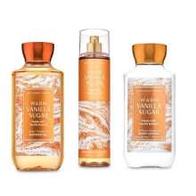 B & Body Works Warm Vanilla Sugar - Full Size Set - Shower Gel  Body Lotion  Fine Fragrance Mist