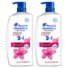 Head & Schouders 2-in-1 roosshampoo en conditioner Anti-roosbehandeling Glad en zijdeachtig 31,4 fl oz per tweelingverpakking