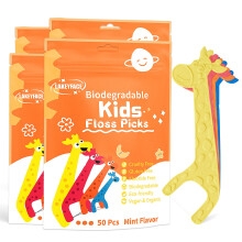 Lakeyface 200 Count biologiskt nedbrytbara tandtrdar fr barn Miljvnliga vxtbaserade tandtrdsval utan fluor BPA-fri sta girafftandplockar i
