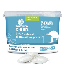 Nature Clean Pod Detergenti per Lavastoviglie Non Tossici Senza Profumo - 60 Pezzi