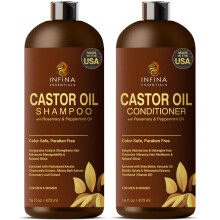 Castor Olie Shampoo en Conditioner Set voor Haargroei met Rozemarijn & Pepermunt
