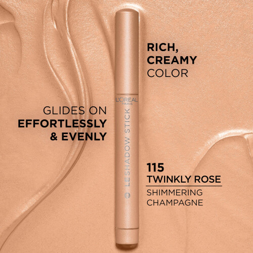 L’Oréal Paris L'Ore9al Paris Makeup Le Shadow Stick Oogschaduw, Mengbaar, Vlekbestendig, Crème Oogschaduw, 115 Twinkly Rose 1