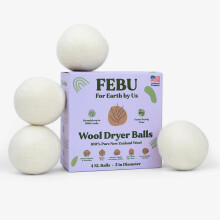 FEBU Woldrogerballen 4-Pack XL | 100% Nieuw-Zeelandse wol | Natuurlijke herbruikbare wasverzachter | Alternatief voor droogvellen | Vermindert ri