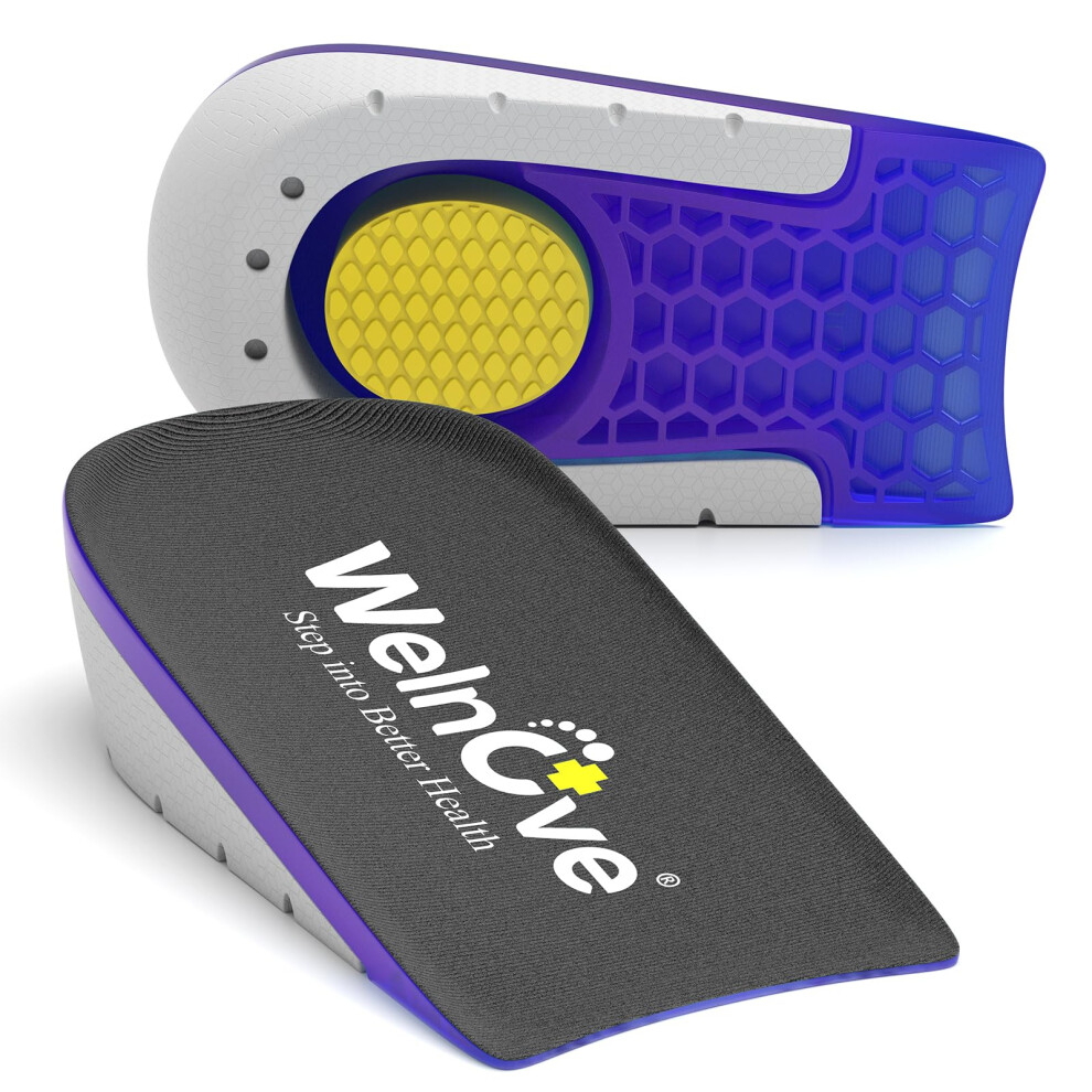 Welnove Plantar Fasciitis Heel Cushion Inserts - 0.6 1 Inch Shock-Absorbing Heels Lifts For Heel Pain Heel Spurs Achilles Tendonitis - Gel Heel