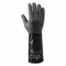 SHOWA 874R Ungeftterter Butyl-Handschuh, rauer Griff, gerollte Manschette, chemikalienbestndig, 14 mil dick, 14 Zoll Lnge, klein (1 Paar), Schwarz