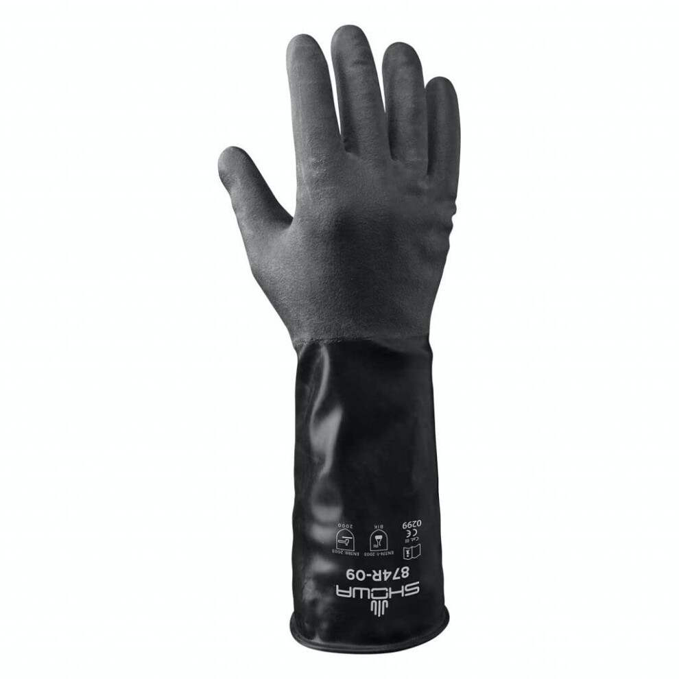 Showa 874R Unlined Butyl Glove Rough Grip Rolled Cuff Chemical Resistant 14 Mils Thick 14"""" Length Small (Pack Of 1 Pair) Black 038054916275