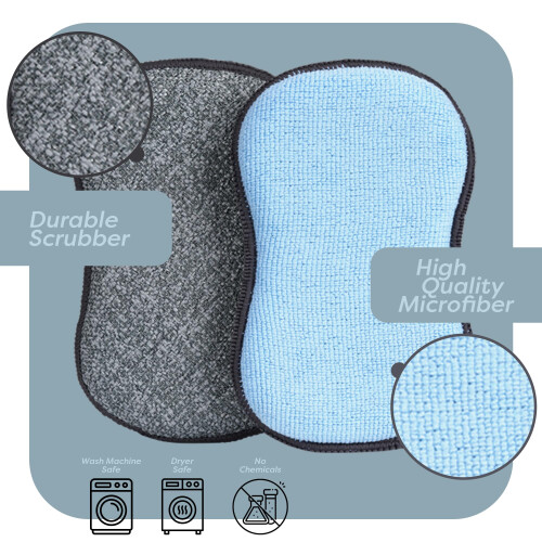 Esponjas multiuso para cozinha da Scrub-it - Esponjas de microfibra anti-riscos para limpeza junto com poder de esfrega resistente - Esponja de p 1