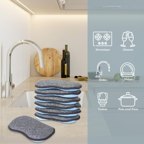Esponjas multiuso para cozinha da Scrub-it - Esponjas de microfibra anti-riscos para limpeza junto com poder de esfrega resistente - Esponja de p 2