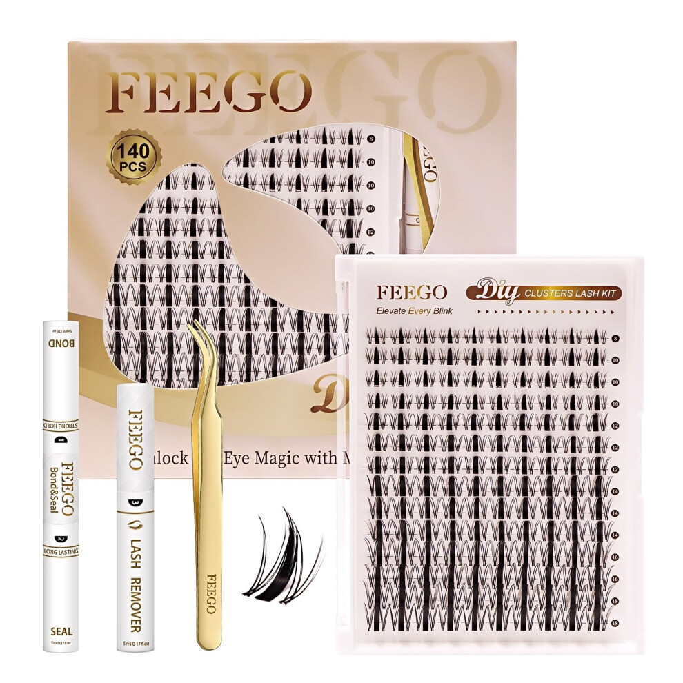 Feego Natural Lash Extension Kit 168Pcs Lash Clusters Kit Wispy Eyelash Extensions Individual Lashes Extensions With Bond And Seal Lash Glue And