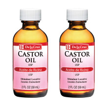 De La Cruz Castor Olie - 100% Pure Expeller Pressed voor Huid, Haar, Wimpers en Wenkbrauwen - Natuurlijke Laxans, 2 FL Oz