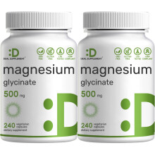 DEAL SUPPLEMENT 2er-Pack Magnesiumglycinat 500 mg 480 vegetarische Kapseln | Chelatisiert fr einfache Aufnahme | Hochgereinigtes essentielles Sp