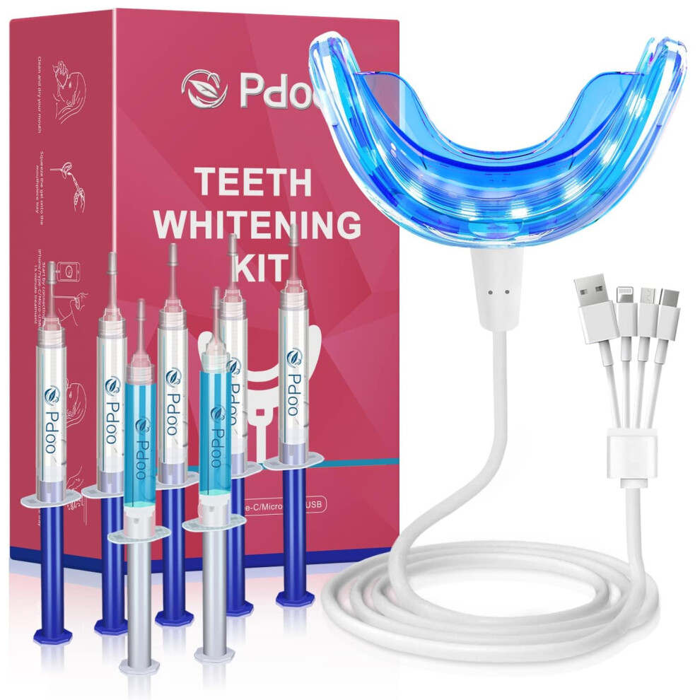 Pdoo Light Teeth Whitening Kit With Led For Sensitive Teeth Fast Results For Brightening At Home Teeth Whitening Gel Helps Remove All Kinds Of
