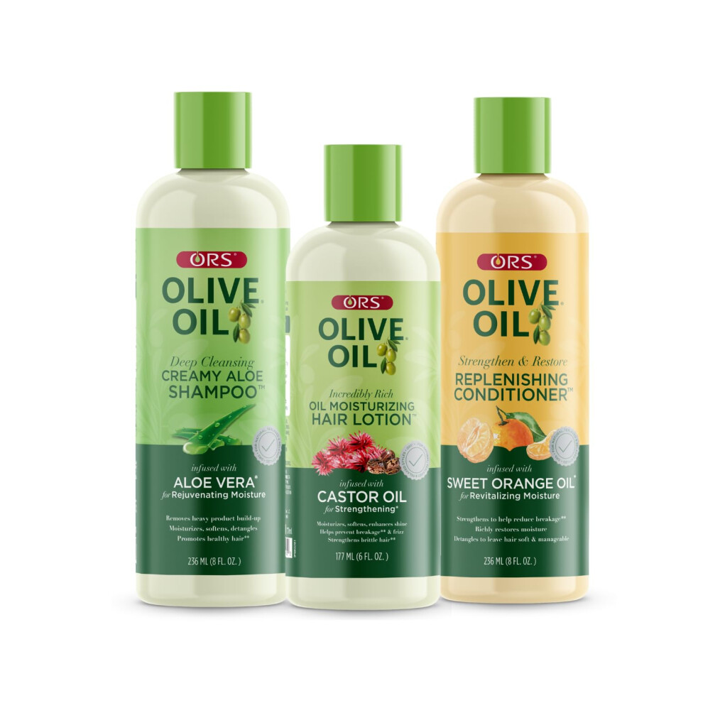 Ors Olive Oil Shampoo Conditioner & Hair Lotion For Stronger And Healthier Hair 3 Piece Set