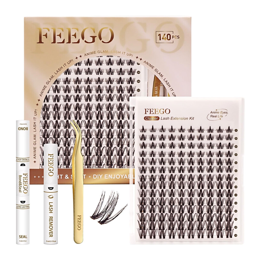 Feego Natural Lash Extension Kit 168Pcs Lash Clusters Kit Wispy Eyelash Extensions Individual Lashes Extensions With Bond And Seal Lash Glue And