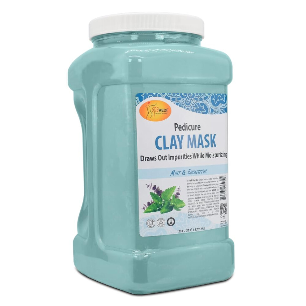Spa Redi - Clay Mask Mint And Eucalyptus 128 Oz - Pedicure And Body Deep Cleansing Skin Pore Purifying Detoxifying And Hydrating